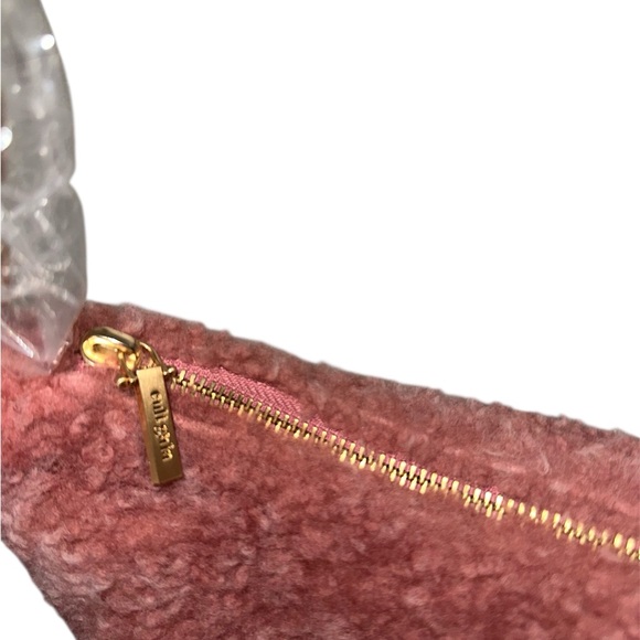 CULT GAIA NWT Pink Shearling Gia Shoulder Bag With Gold Chain Strap - Picture 3 of 7